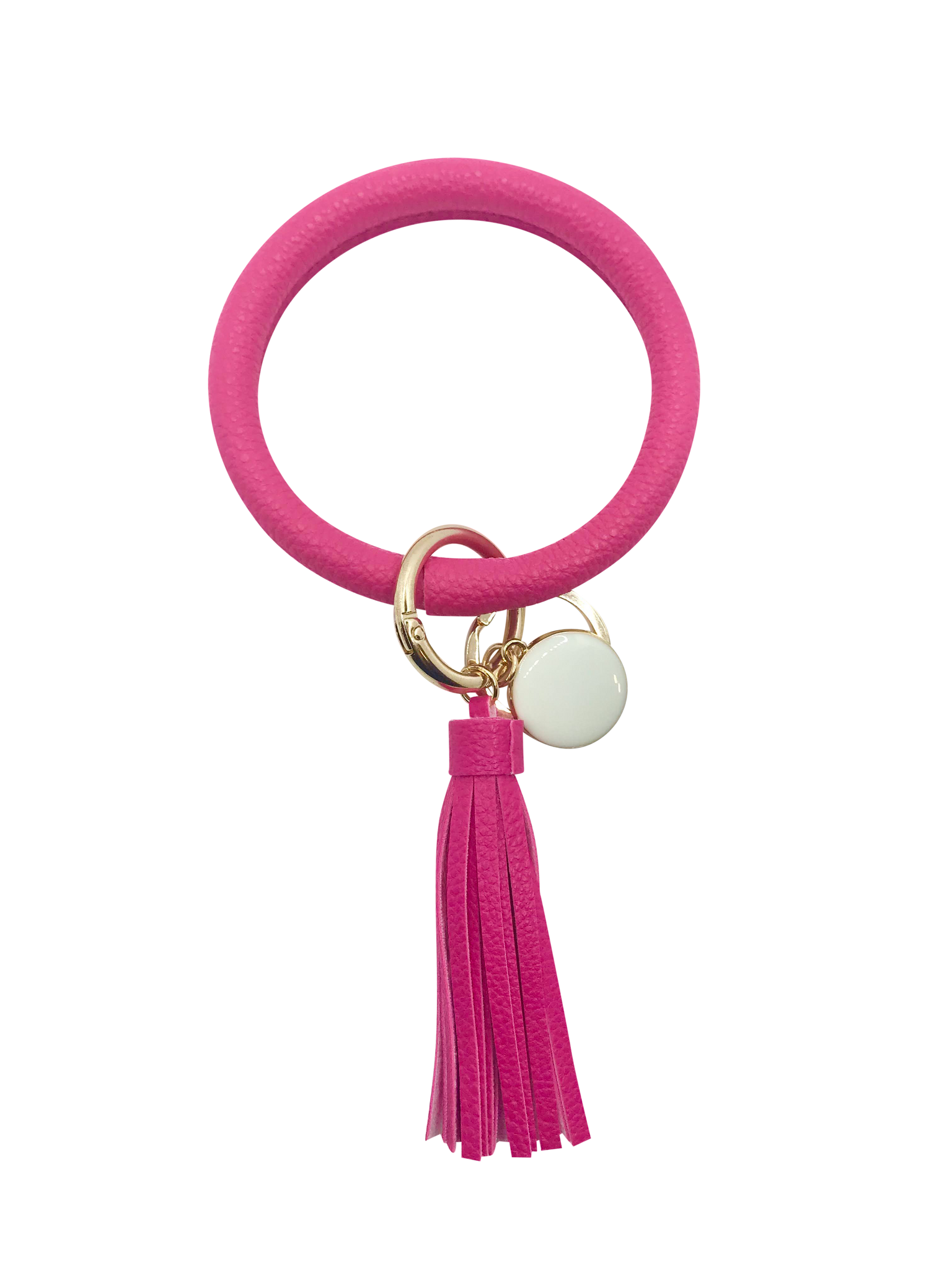 Leather Bracelet Key Ring Bangle Keyring, Tassel Ring Key Ring Keychain  Wristlet for Women Girls, Pink